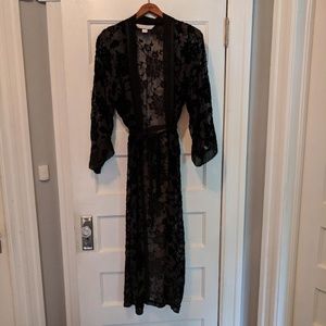 Vintage Victoria's Secret Black Burnout Robe - XS